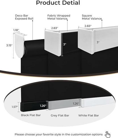 Motorized Roller Shade with Remote Control, 100% Blackout Electric 21-110” Width Blinds for Windows with Via Hub Alexa Google Home, Rechargeable Smart Automatic Customized Size（Dule Side-Black）