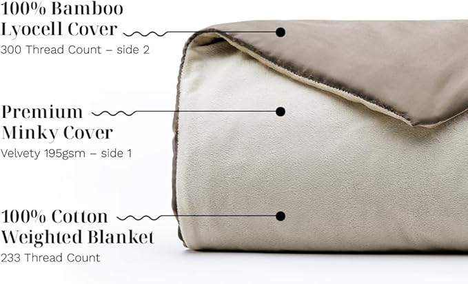 LUXOME Luxury Weighted Blanket for Adults | Includes Cover | 18 lbs | 60"x80" | Queen Size | Truffle/Dune