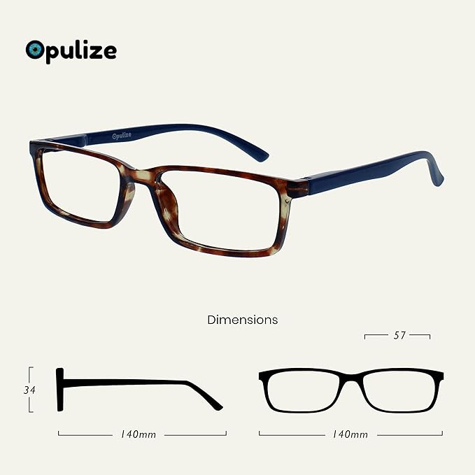 OPULIZE SEE Reading Glasses with Blue Light Blocking for Women and Men, Narrow Frame, Spring Hinges, Computer Gaming Glasses, Brown,Grey +2 (Pack of 2)