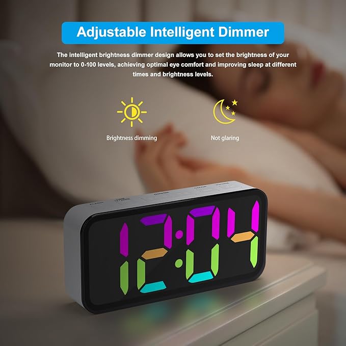 Alarm Clocks for Bedrooms Heavy Sleepers - Snooze for Deep Sleepers Adults Home Office, Digital Alarm Clock with Type-C Charging Port, Large Bold Number Display, Adjustable Alarm Volume and Dimmer