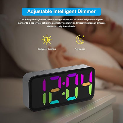 Alarm Clocks for Bedrooms Heavy Sleepers - Snooze for Deep Sleepers Adults Home Office, Digital Alarm Clock with Type-C Charging Port, Large Bold Number Display, Adjustable Alarm Volume and Dimmer