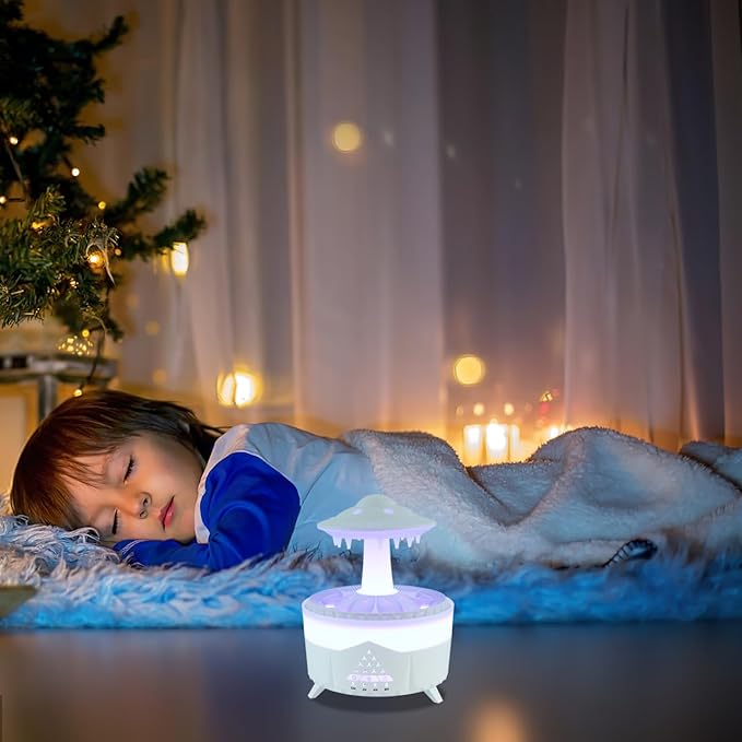 Cabilock Rain Cloud Humidifier, Aromatherapy Essential Oil Diffuser with Remote Control, Rain Sounds White Noise Humidifier, Waterfall Night Lights Sleep Aid Desk Lamp for Bedroom