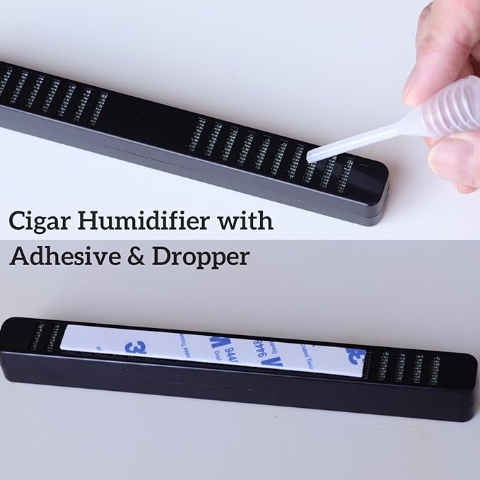 Cigar Humidifier Strips 4 Pack, Low Profile Humidity Control for Humidors & Travel Cases, Reusable and Compact Design(Black)