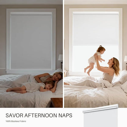 Motorized Smart Shades with Remote Control, Blackout Motorized Roller Shades for Indoor Windows Home and Office (White 23" W x 72" H)