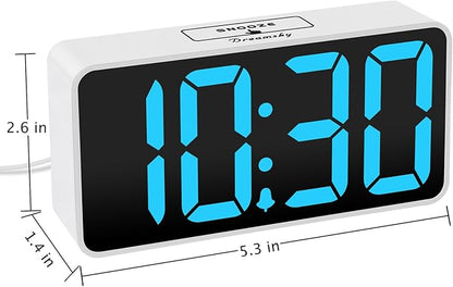 DreamSky Small Digital Alarm Clock for Bedroom, Large Big Numbers Display with Brightness Dimmer, Electric Bedside Desk Clock with USB Charging Port, Adjustable Alarm Volume, USB-C Adapter Powered