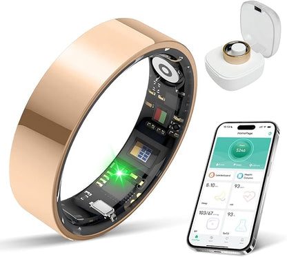 Smart Ring Health Tracker, Sleep/Exercise Monitoring, iOS /Android Compatible, IP68 Water Resistance, No Subscription Required, 5-Day Battery Life, Suitable for Both Women and Men (Rose Gold, 11)
