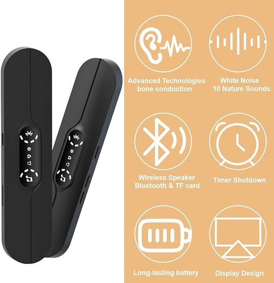 Pillow Speaker for Sleeping, Mini Bone Conduction Portable Sleep Aid with Stereo Bass, Bluetooth Sleep Bar for Deep Sleeping with White Noise, with Volume Control-Supports TF Function