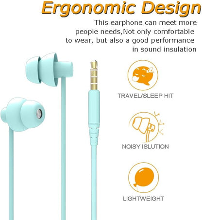 MAXROCK (TM Total Soft Silicon Headphones with Mic Sleep Travel Choice for Cellphones Tablets and 3.5mm Jack (Light Green)