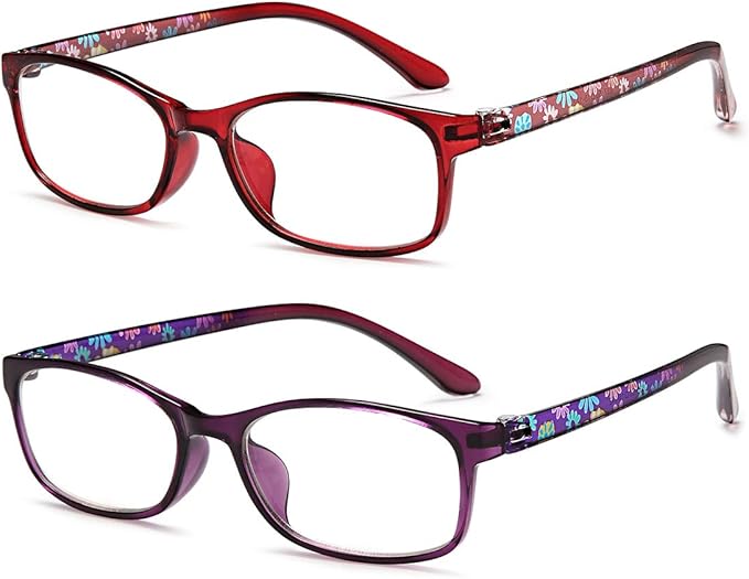 EYEURL Reading Glasses for Women, 2 Pack Blue Light Blocking Readers Lightweight Filter UV Ray/Glare Anti Eyestrain 0.75