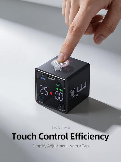 Pomodoro Timer Cube, Productivity Timer, Pause & Resume, Silent, Vibrate & Adjustable Sound Alert, for ADHD, Task, Work, Study, 1/3/5/10/15/25/45/60min & Custom Countdown, Black
