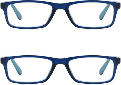 Reading Glasses Blue Light Blocking for Men Women,Rectangular Frame Computer Readers with Spring Hinge