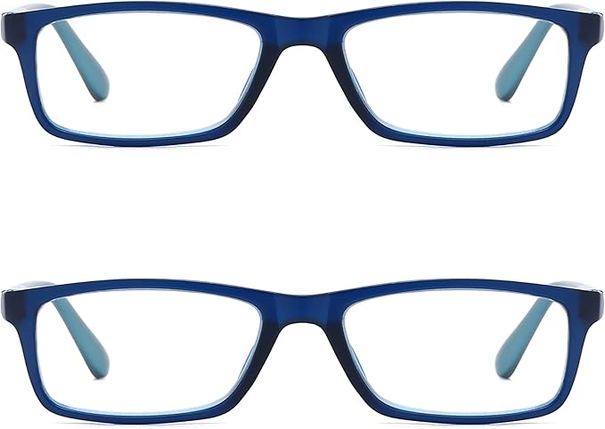 Reading Glasses Blue Light Blocking for Men Women,Rectangular Frame Computer Readers with Spring Hinge