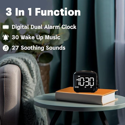 Easysleep Digital Wake Up Alarm Clock with Big LED Display 27 Soothing Sounds Lound Sunrise Clock Dual 3 Alarms Memory Snooze Setting 4 Brightness for Deep Sleepers Adults Teenagers Kids