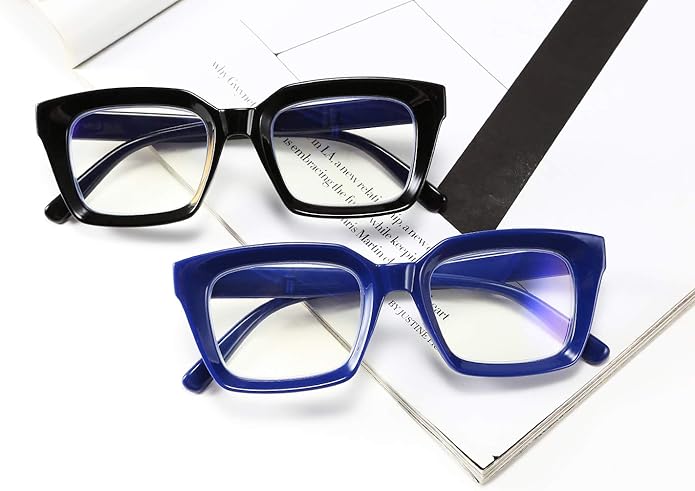 FEISEDY Retro Square Blue Light Blocking Reading Glasses Anti Glare Digital Eyestrain Reader B2479