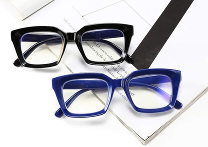 FEISEDY Retro Square Blue Light Blocking Reading Glasses Anti Glare Digital Eyestrain Reader B2479