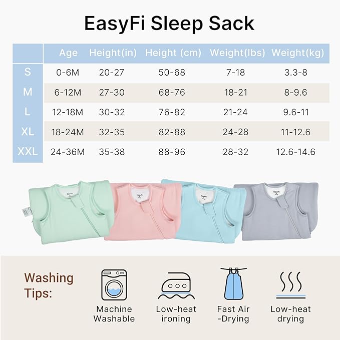 Supersoft Rayon Made from Bamboo Sleep Sack 6-12 Months 1.0 Tog Toddler Sleep Sack Baby Wearable Blanket with 2-Way Zipper Unisex Sleeping Bag for Babies All-year-around (2 Pack)