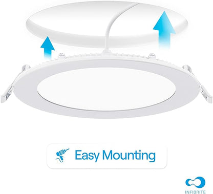 INFIBRITE 6 Inch 5000K Daylight 12W 1050LM Thin LED Ceiling Light Kit, Dimmable, Wet Rated