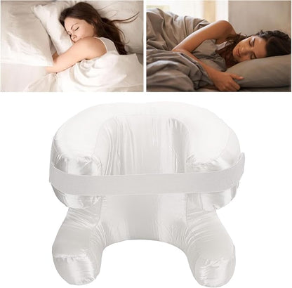 Memory Foam Face Pillow, Ergonomic Design, Silk Fabric Beauty Pillow for Back Sleep Training Pillow, Memory Foam Support, Soft Cushioning, Suitable for Comfortable Sleep (White)