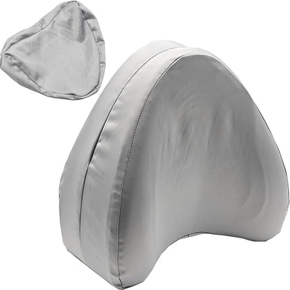 Satin Knee Pillow Cover for Heart Shaped Leg & Knee Foam Support Pillow, Upgraded Invisible Zippered Satin Leg Pillowcase Replacement (10 * 9.5 * 4.9in)-Cover ONlY (Slate Grey)