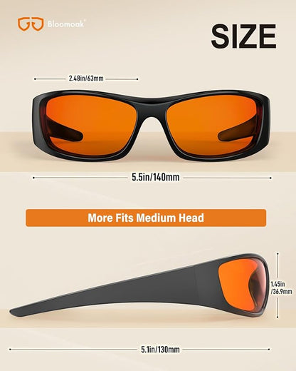 Bloomoak 99% Blue Light Blocking Glasses,Nighttime Sleep,Fully Wraparound Your Eyes with No Leaks for Side Glare/Dry Eyes