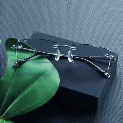 LifeArt Blue Light Blocking Glasses,Computer Reading Glasses,Rimless Frame Tinted Lens with Diamond,Stylish for Men (+2.00 Magnification)