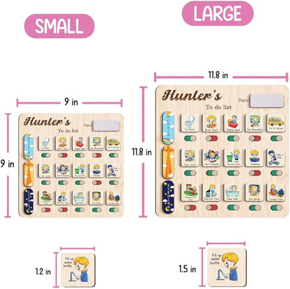 Wooden Chore Chart for Kids Visual Schedule, Routine Chart for Kids, Morning Bedtime Routine Chart for Toddlers Ages 2-4, Daily Kids Schedule Board for Home (14)