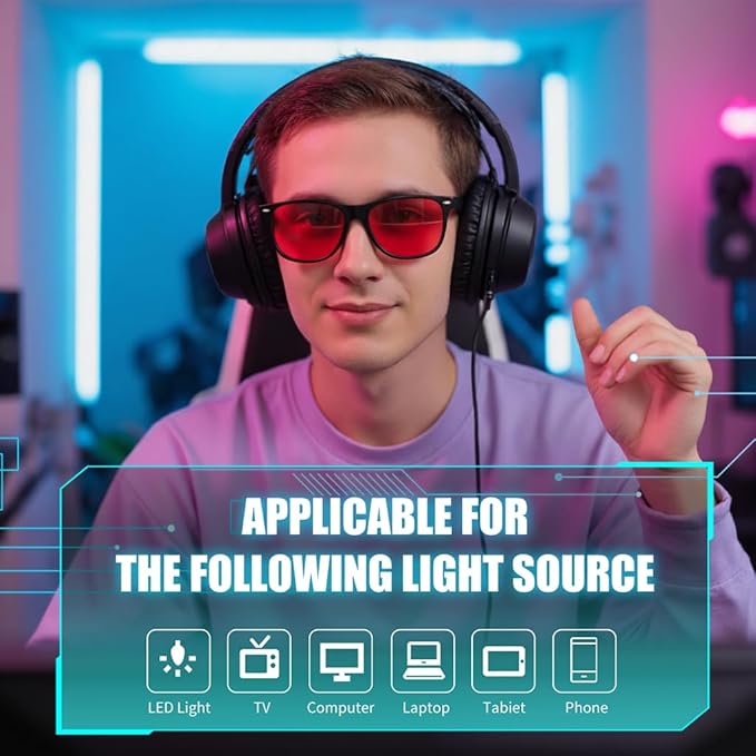 FEISEDY Sleep Blue Light Glasses for Woman Men 99.9% Computer Gaming Red Lens Eyeglasses Reduce Eyestrain G2835