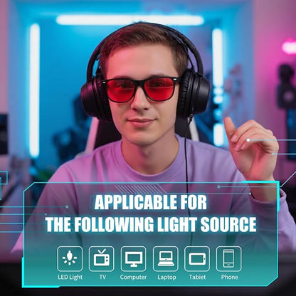 FEISEDY Sleep Blue Light Glasses for Woman Men 99.9% Computer Gaming Red Lens Eyeglasses Reduce Eyestrain G2835