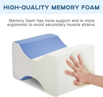 Side Sleeper Pillow, Knee Pillow for Side Sleepers, Sciatica Pain Relief Pillow, Memory Foam Leg Pillow for Back, Hip, Sciatica Pain Relief (Blue)-2PCS