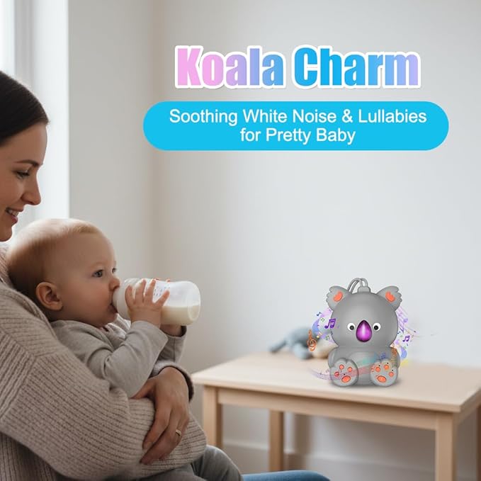 White Noise Machine for Baby with Bluetooth Speaker | Portable Baby Sound Machine Sleep Soother Music for Nursery & Travel, Soothing Lullabies Non-Looping Sounds, Timer, USB-C Rechargeable