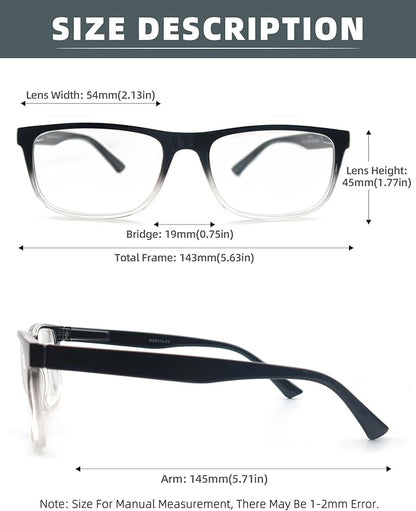 Blue Light Blocking Reading Glasses Men Large Oversized Square Readers Wide fit Cheaters for Men W/Big Head/Large Face