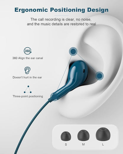 USB C Headphones for iPhone 15 Plus 16 Pro 17 Pro Max Samsung Galaxy Headphones S24 S23 Ultra S26 S25 S22 A56 A55 A26 A16 Pixel Xiaomi Wired Earbuds Magnetic in-Ear Type C Earphones with Microphone