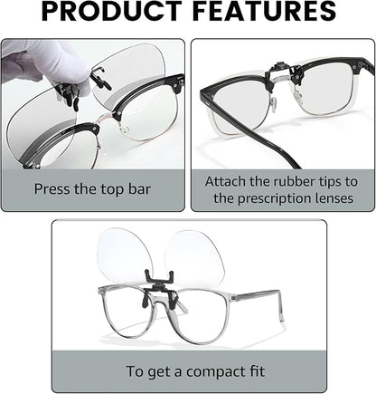 VIEWBETTER 3 Pack Clip On Blue Light Blocking Glasses for Eyes Strain/Light-Sensitive Flip Up Computer Gaming Glasses BL1009