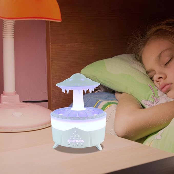 Cabilock Rain Cloud Humidifier, Aromatherapy Essential Oil Diffuser with Remote Control, Rain Sounds White Noise Humidifier, Waterfall Night Lights Sleep Aid Desk Lamp for Bedroom