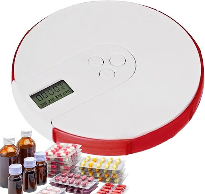 Pill Organizer Dispenser, Automatic Medicine Box with Alarm Reminder, 7 Day Tablet Storage for Up to 4 Alarms Daily, Large Digital Display for Easy Viewing, Protecting Pills Privacy, Seniors Adults
