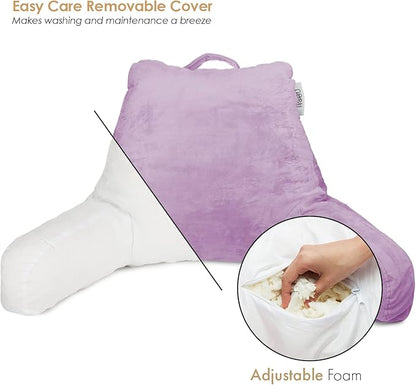 Nestl Reading Pillow for Kids & Teens with Shredded Memory Foam, Backrest Pillows for Reading, Watching, and Gaming, Use on The Couch, Bed, or Floor, Adjustable Support with Washable Cover Lavender