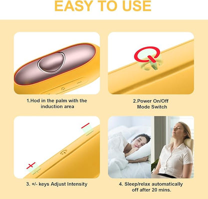 Sleep Aid Device, Micro-Current Sleep Instrument Anxiety Device, Portable Rechargeable Sleep Aid for Anxiety and Insomnia (Yellow)