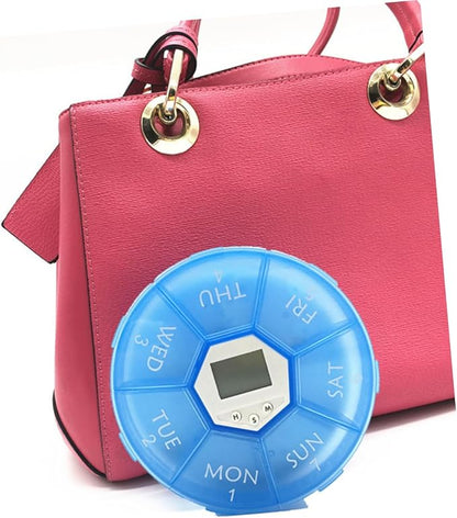PartyKindom Compartments Pill Dispenser Alarm Clock Reminder Portable Electronic Medicine Organizer for Patients Edition