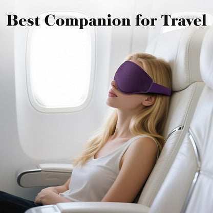 3D Eye Mask Sleep Mask for Men & Women, 100% Pressure-Free & Light Block-Out Eye Mask for Sleep with Easy Adjustable Strap, Night Eye Cover for Travel, Purple