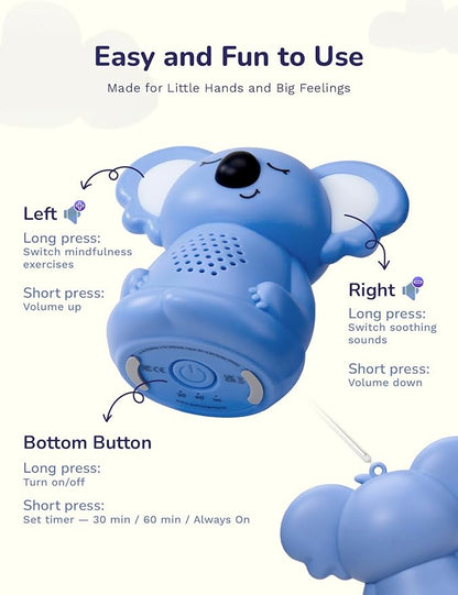 Calming Pal Koala Portable Sound Machine Baby, 5 Guided Mindfulness Rechargeable Sound Machine for Sleep Adults/Kids, 8 Soothing Sounds Mini Portable Sound Machine for Travel/Home/School