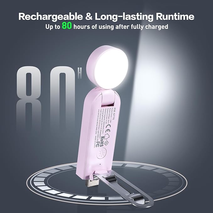 VAVOFO USB Rechargeable Book Light, Blue Light Blocking, Amber Light Clip On Bookmark Shaped Reading Light, Eye Care 6 LEDs Book Light for Bookworms Reading in Bed with 9 Lighting Modes (Pink Purple)