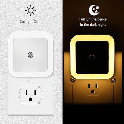 KINUR 6 Pack Night Light,Warm White LED Night Lights Plug into Wall with Dusk to Dawn sensors, Plug in Night Lights for Kids Room, Bedroom, Bathroom, Baby Nursery,Stair Lights, Hallway Light