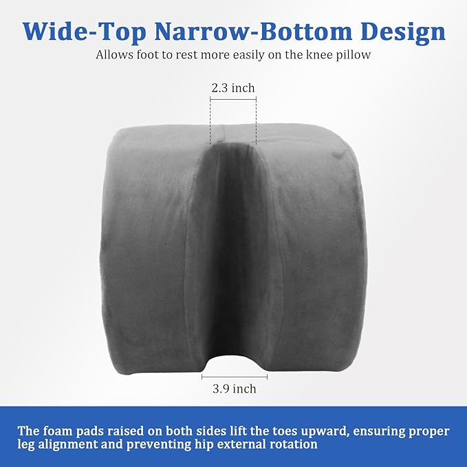 Knee Recovery Pillow for Post-Surgery with Memory Foam, Orthopedic Leg Positioning Pillow, Knees Support & Elevation Pillows, Ideal for Knee Replacement Recovery, Injury and Rest (Gray)