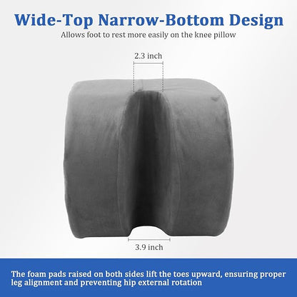 Knee Recovery Pillow for Post-Surgery with Memory Foam, Orthopedic Leg Positioning Pillow, Knees Support & Elevation Pillows, Ideal for Knee Replacement Recovery, Injury and Rest (Gray)