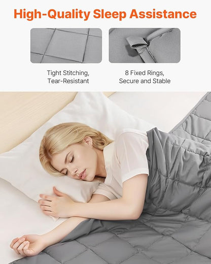 VEVOR Weighted Blanket 60 x 80 inch - Queen Size, 25 lbs Heavy Blanket with Cooling Glass Beads, Soft & Breathable for All-Season Use, Suitable for Adults 250–310 lbs, Ideal Gift Choice (Grey)