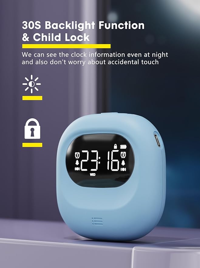 ROCAM Rechargeable Vibrating Alarm Clock Bed Shaker, 3000mAh Portable Travel Clock Under Pillow for Teens, Deaf People, Heavy Sleepers, Adults – 160-Day Standby, Great for Bedroom or Dorm Use, Blue