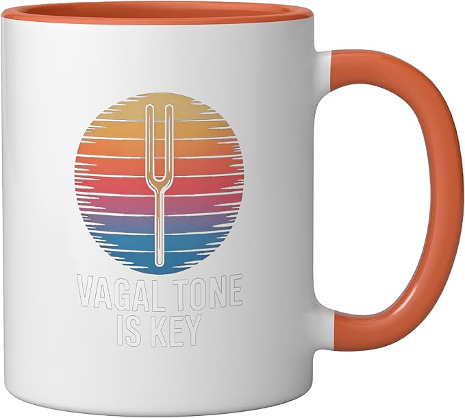 Relaxation Breathing Stress Vagus Nerve Stimulation Anatomy Ceramic Mug, Orange/White