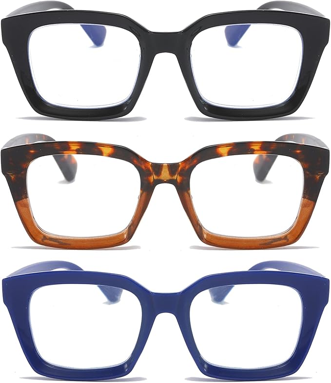 DXYXYO Reading Glasses 1.75 Women Blue Light Blocking Men Oversized Rectangle Computer Readers 3 Pack Retro Fashion Oprah Style Square