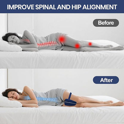 Knee Pillow for Side Sleepers, Alignment Pillows for Side Sleepers, Memory Foam Leg Pillow with Sleeping. Foam Support Pillow for Soothing Pain Relief for Sciatica - Adjustable Strap（Navy）