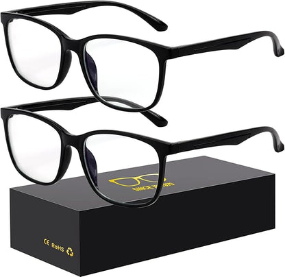 Blue-Light Blocking Glasses Computer Reading/Gaming/TV/Phones Glasses Fashion Anti Eyestrain UV Glasses for Women Men（A3 2 * Black）